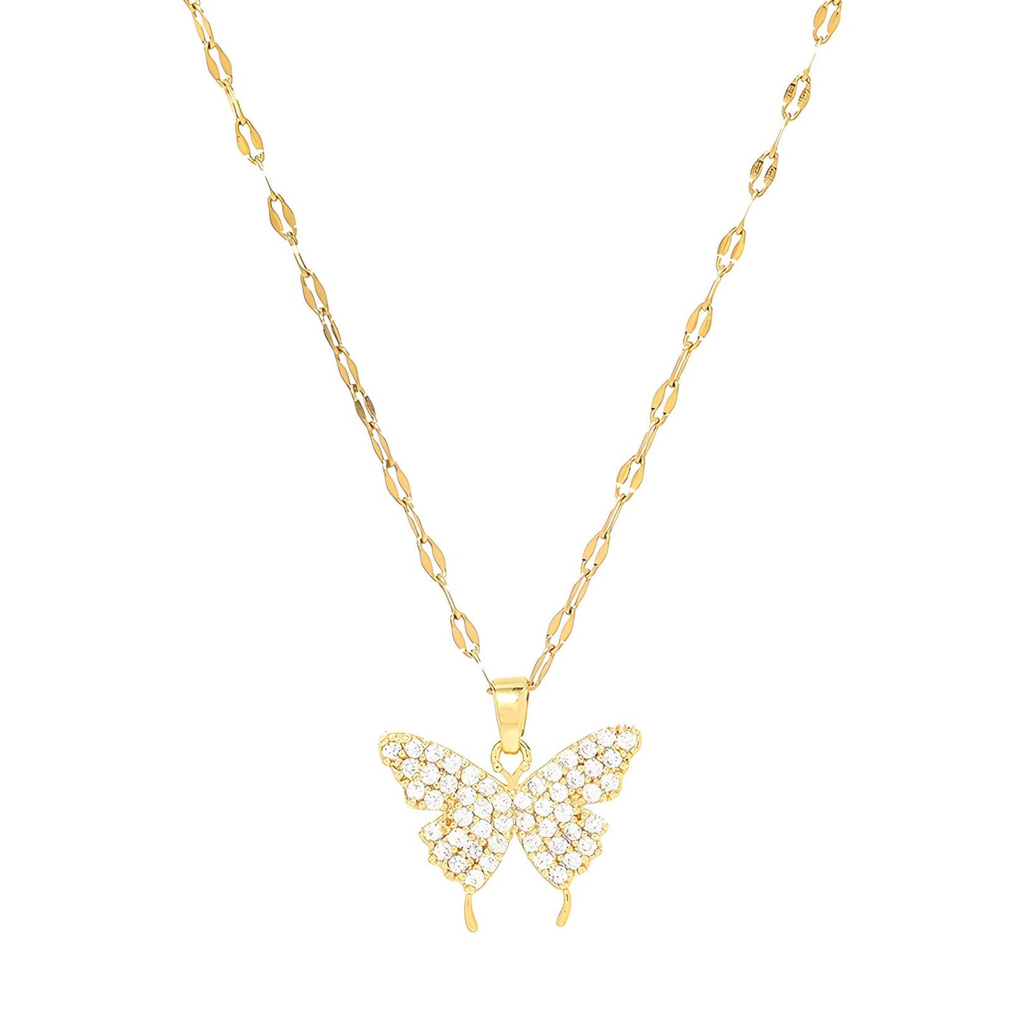 Gold plated Stainless steel Butterfly necklace