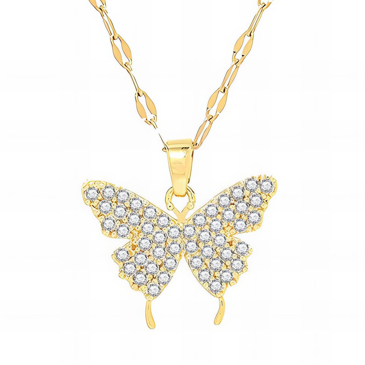 Gold plated Stainless steel Butterfly necklace