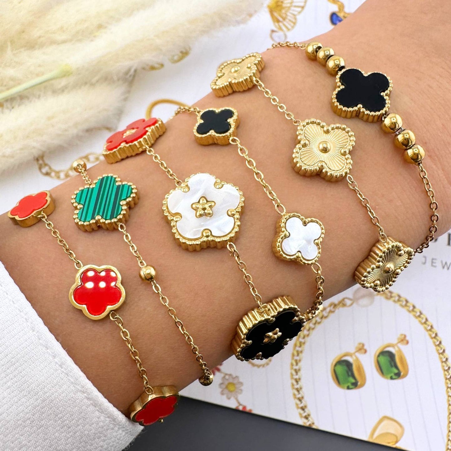 18K gold plated Stainless steel Four-leaf clover bracelet