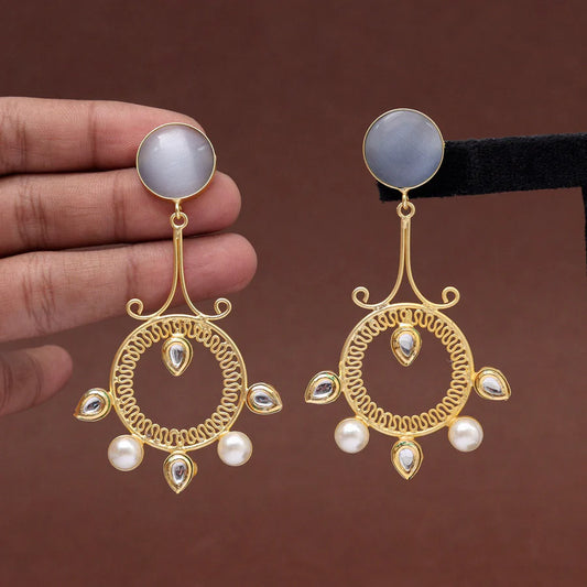 Grey Color Amrapali Earrings