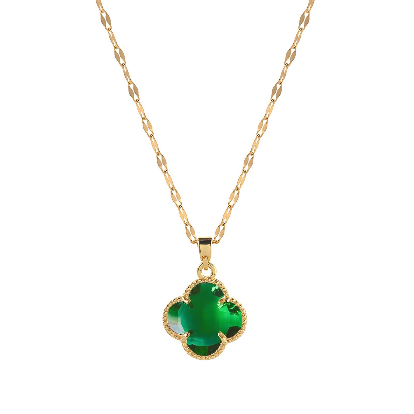 18K gold plated Stainless steel Four-leaf clover necklace