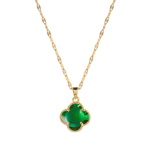 18K gold plated Stainless steel Four-leaf clover necklace