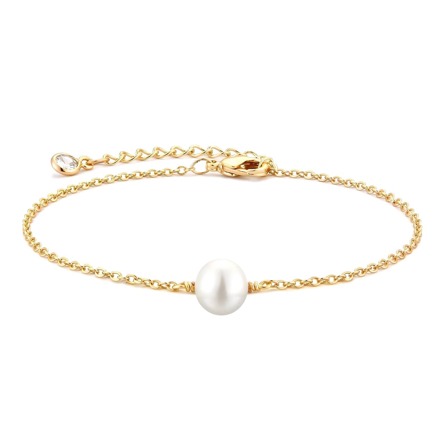 18K gold plated Stainless steel bracelet, Pearl