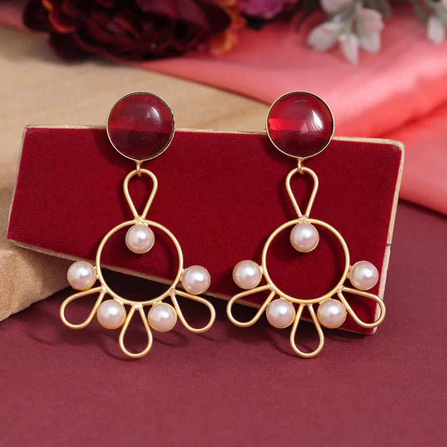 Maroon Color Amrapali Earrings