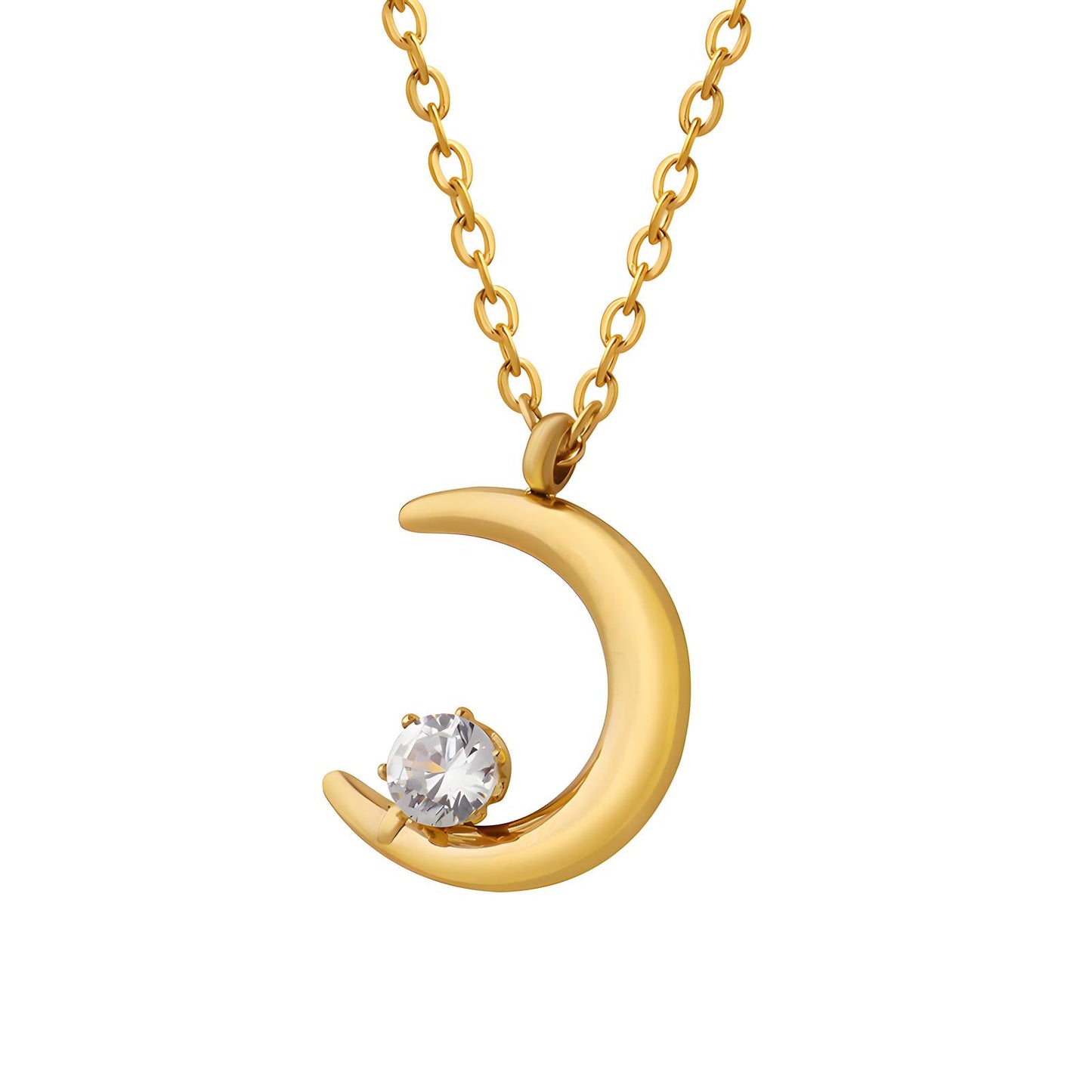 18k Gold plated Stainless steel Crescent necklace