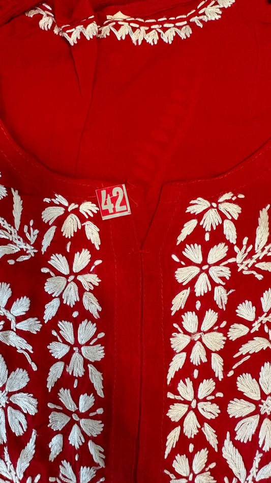 Red Chikankari