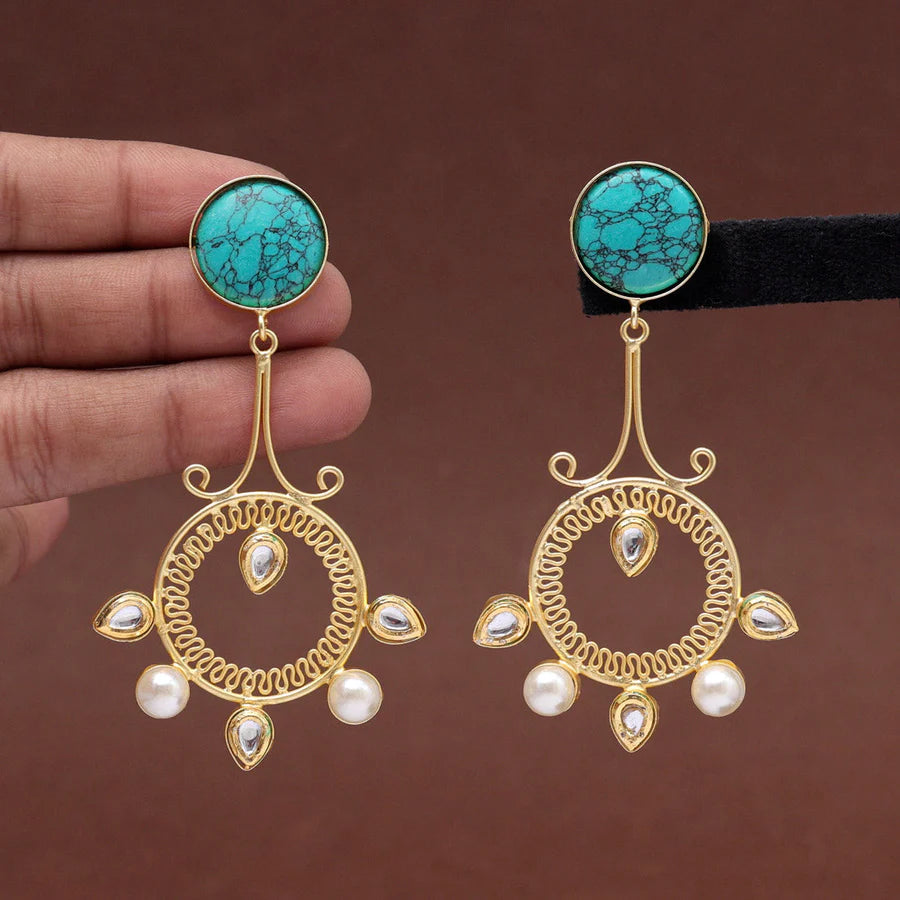 Aqua Green Color Amrapali Earrings