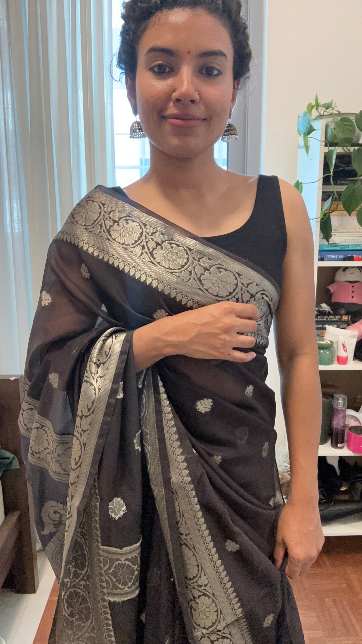 Black Semi Banarasi Saree