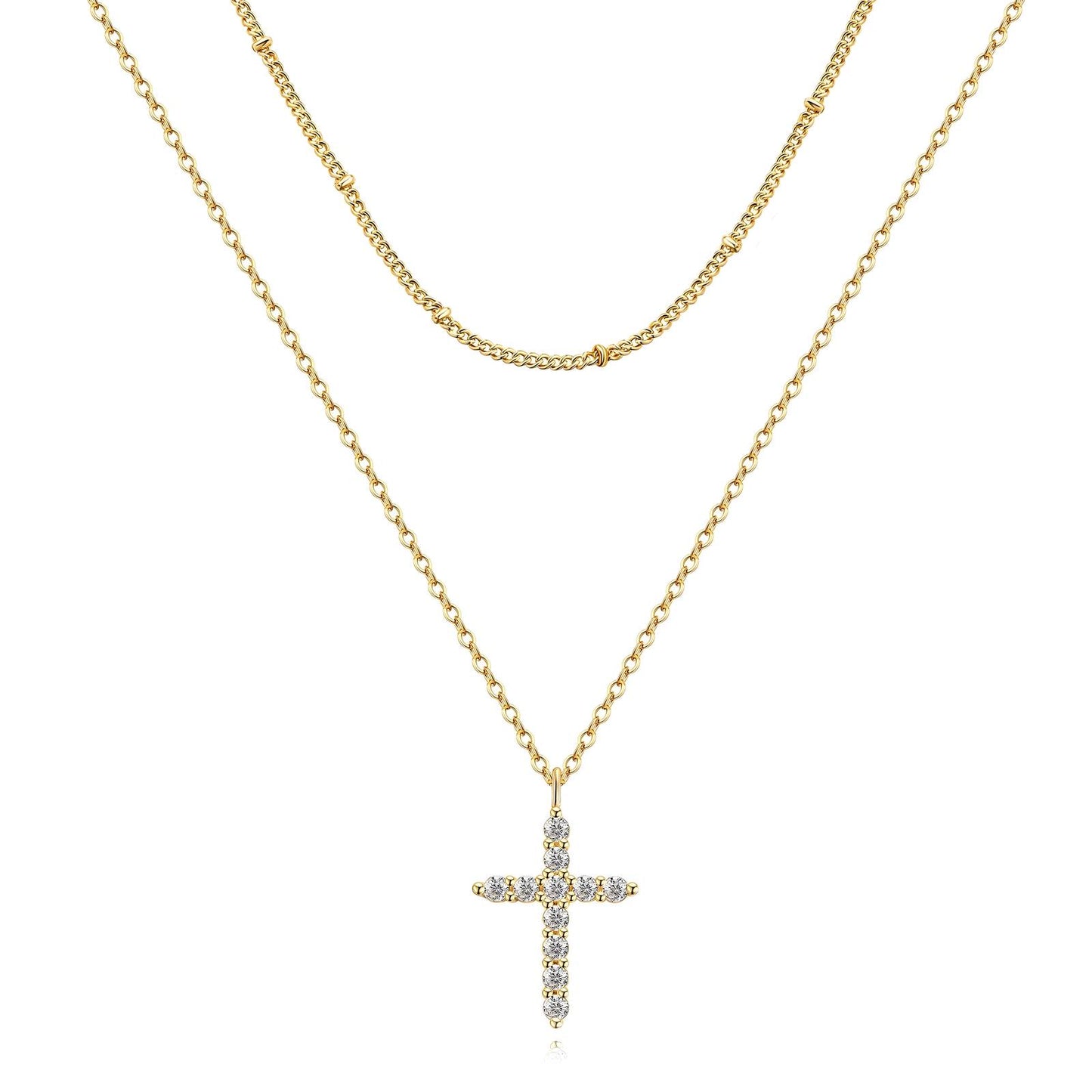 18K gold plated Stainless steel Crosses necklace