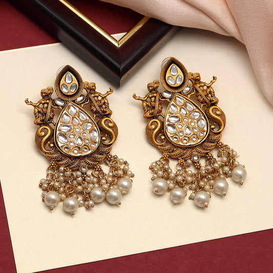 White Color Kundan Earrings