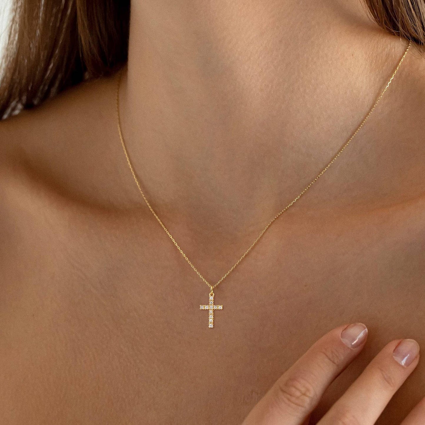 18K gold plated Stainless steel Crosses necklace