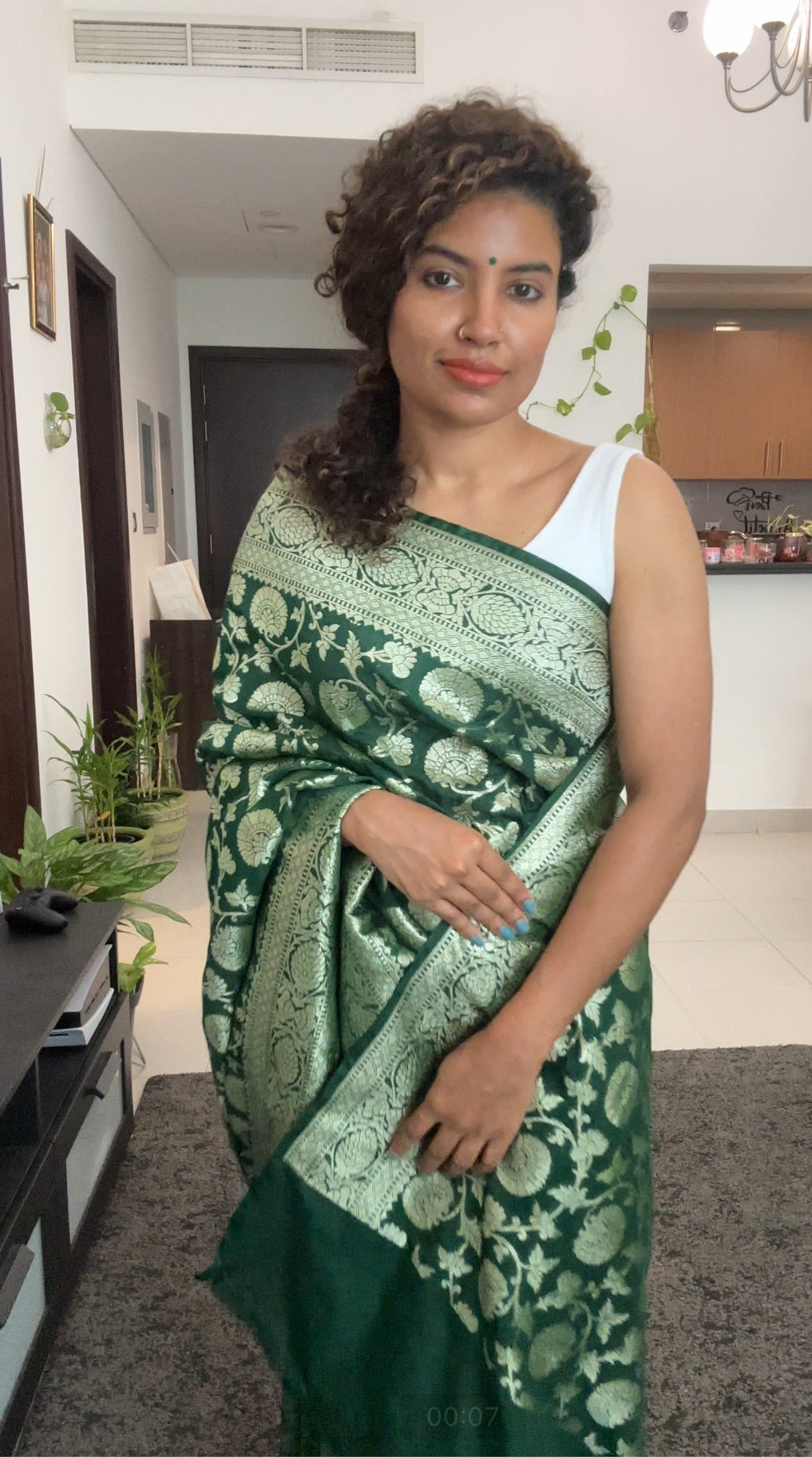 Green - Semi Banarasi Katan Silk Saree