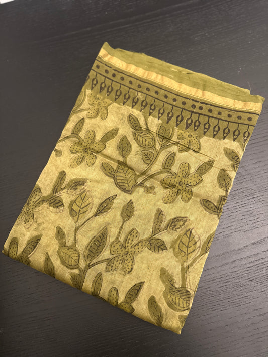 Chanderi Silk Cotton saree - Ajrakh printed