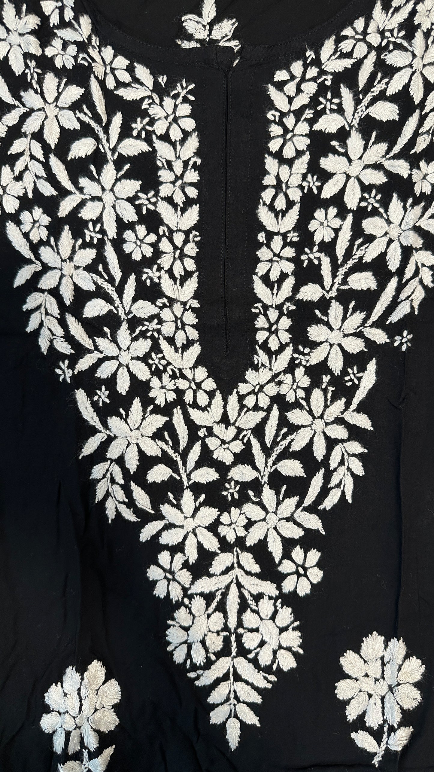 Black Chikankari Modal - Length 44 inches