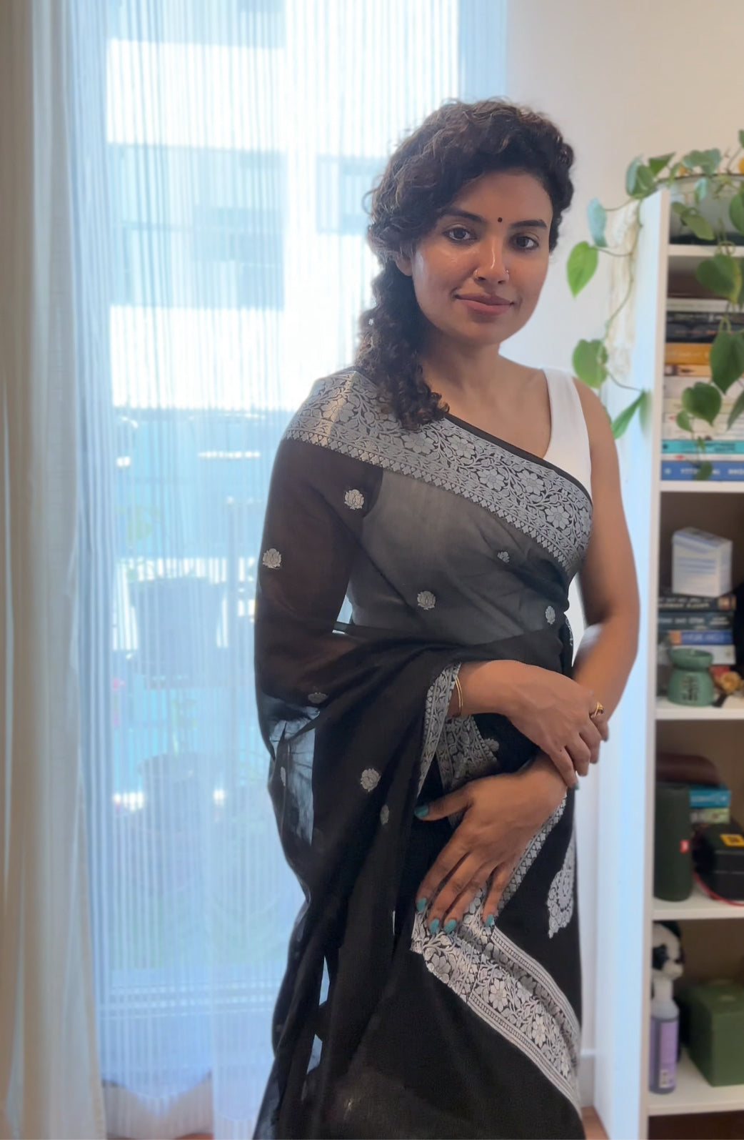 Black Semi Banarasi Saree