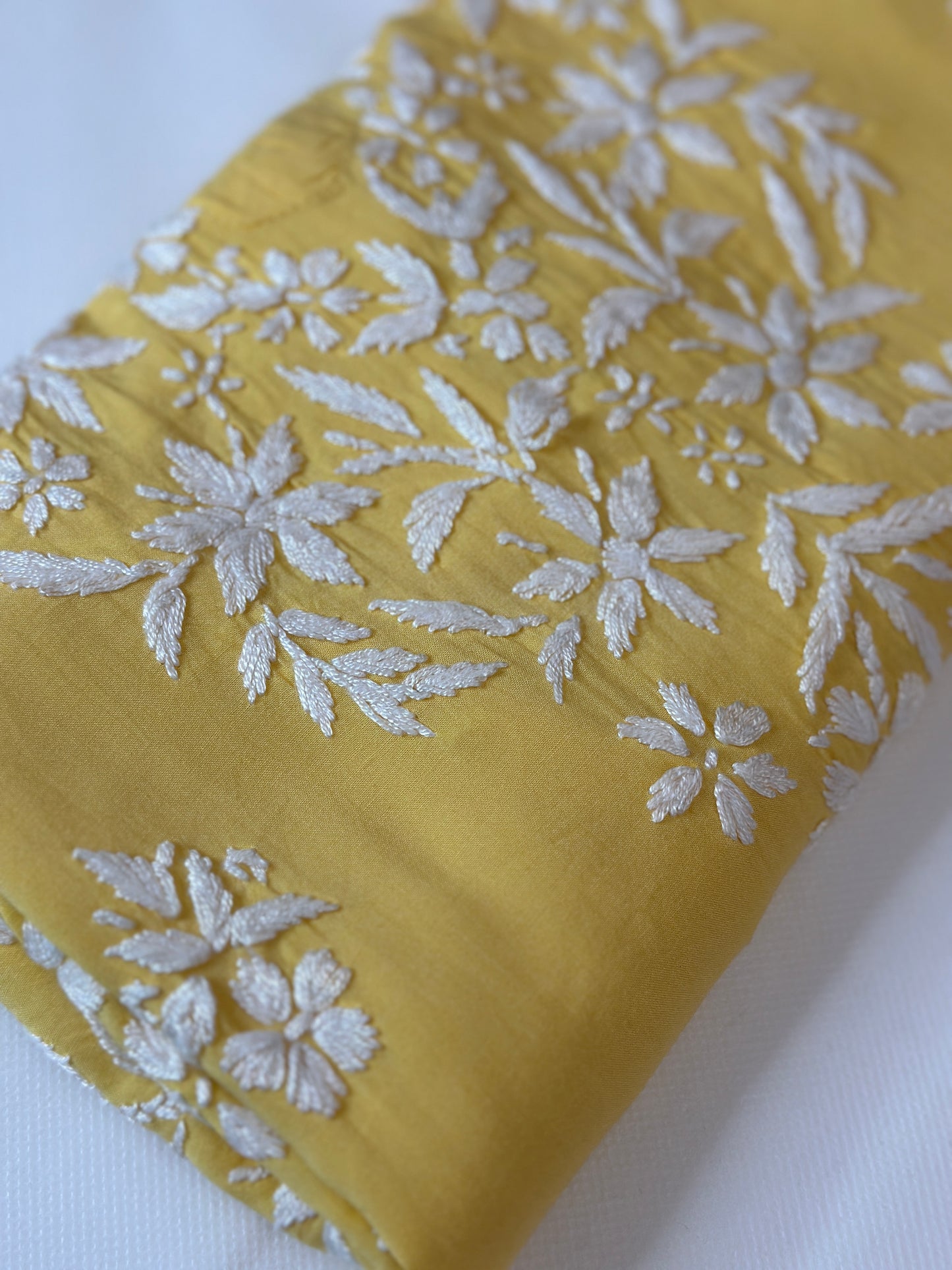 Modal Chikankari Kurta - Yellow