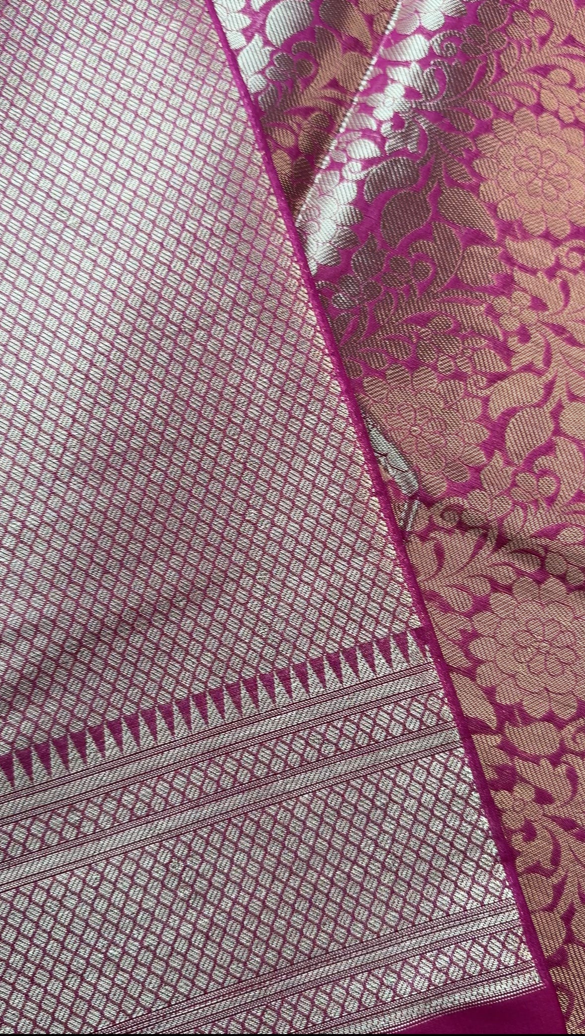 Semi Banarasi Saree - Rani Pink