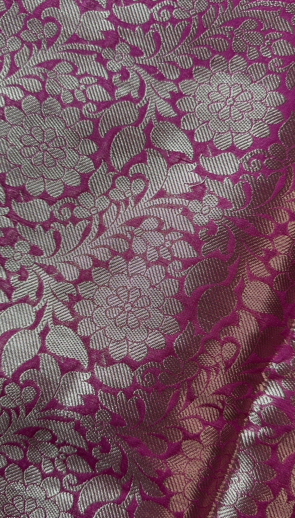 Semi Banarasi Saree - Rani Pink