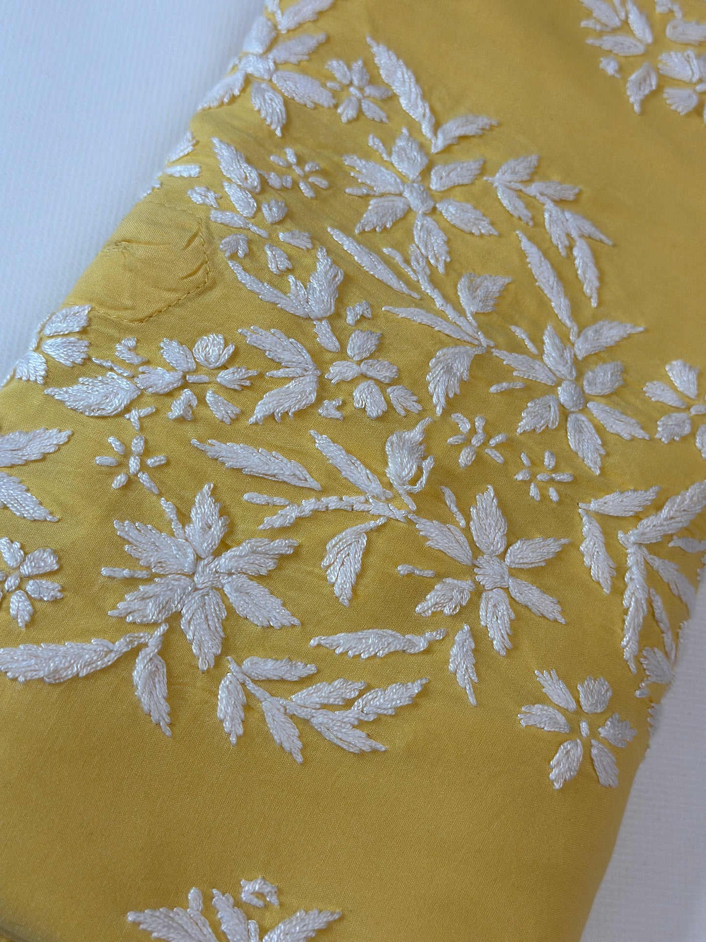 Modal Chikankari Kurta - Yellow