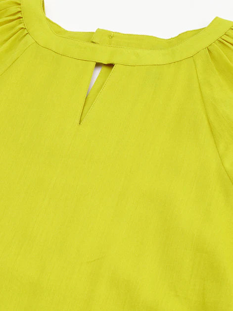 Cotton Solid Drop Waist Dress - Yellow